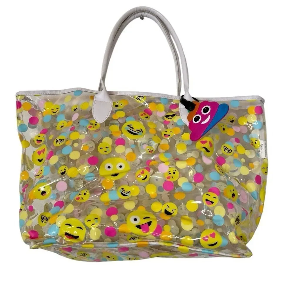 Justice Confetti Emojis Transparent Tote Bag Clear Multicolor Size 12